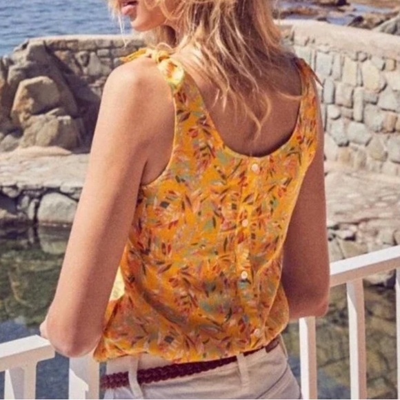 Sezane Tops - Sezane Yellow Floral Tie-Shoulder Camisole